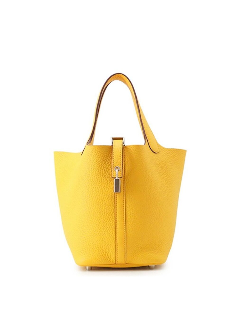 Hermes Handbag Picotin Lock PM Jaune Ambre Silver Taurillon Clemence